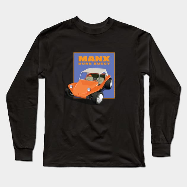 Orange Manx Dune Buggy in Blue Box & Type Long Sleeve T-Shirt by PauHanaDesign